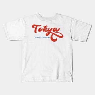 Tokyo GPS Coordinates 70s Kids T-Shirt